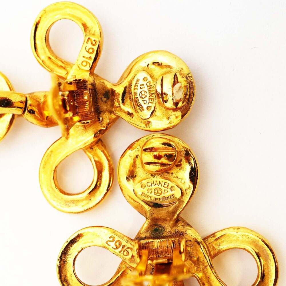 CHANEL Gold Logo Earrings - Picture 4 of 6